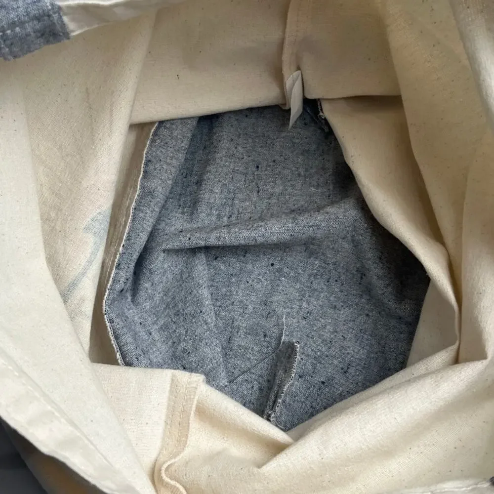 Faherty Tote Bag Canva White & Gray 100% Cotton